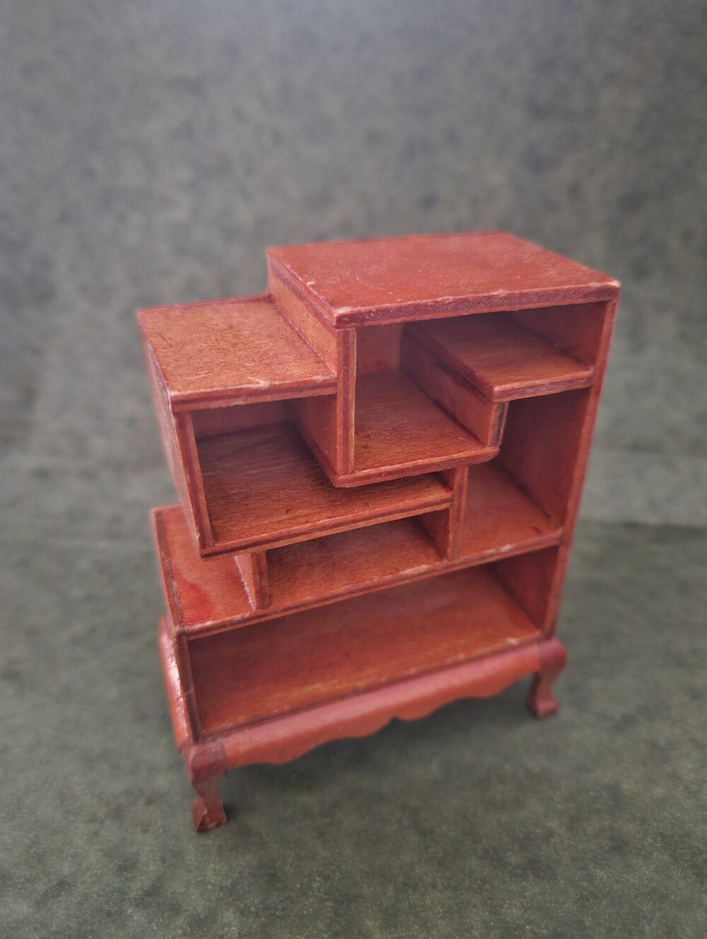 Vintage Dollhouse Miniature Wood Stepped Display Cabinet Étagère Bookshelf 1:12